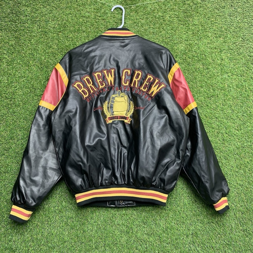 Steve & Barry's Brew Crew Varsity Jacket Mens Small Taste Tester Leather NWT